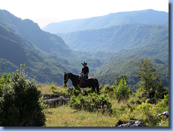 Rider on Sollipulli horse back  trek in the Andes